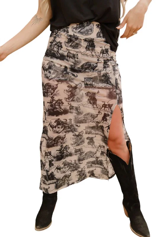 Bold Prints Casual Chic Rodeo Road Maxi Skirt In Cream