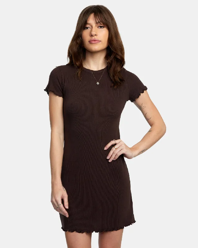 Women's Fashion Clothing Rover Rib Knit Dress - Java
