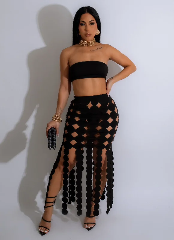 Chic Wardrobe She's Moving  Maxi Skirt Black