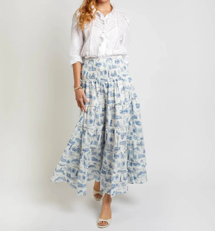 Women's Stylish Casual Garments Soleil Skirt In Signature Blue Voyage Print