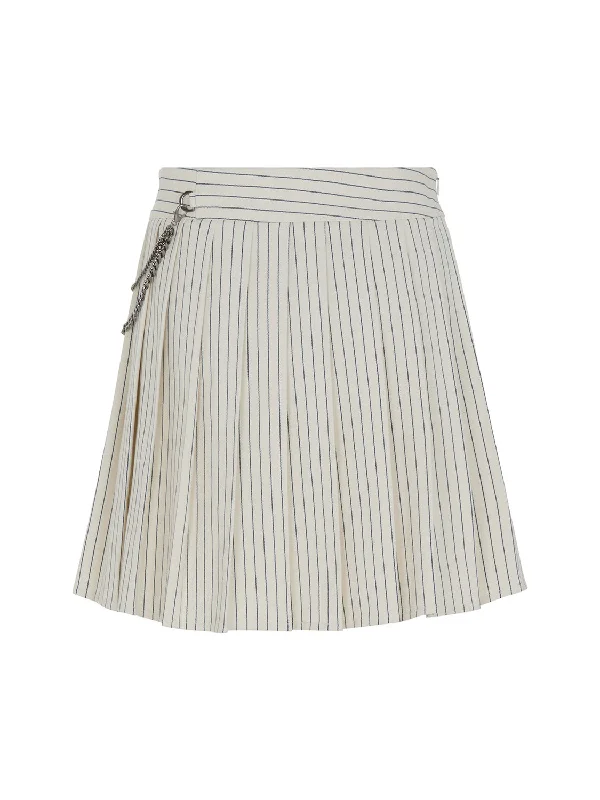 Elegant Women's Clothing Striped Pleated Mini Skirt