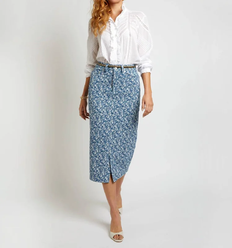 Women's Everyday Apparel The Leo Skirt In Signature Blue/white Fleur Print