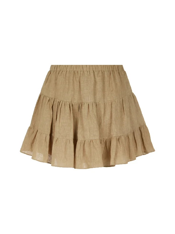 Women Wear Online Tiered Mini Linen Skirt