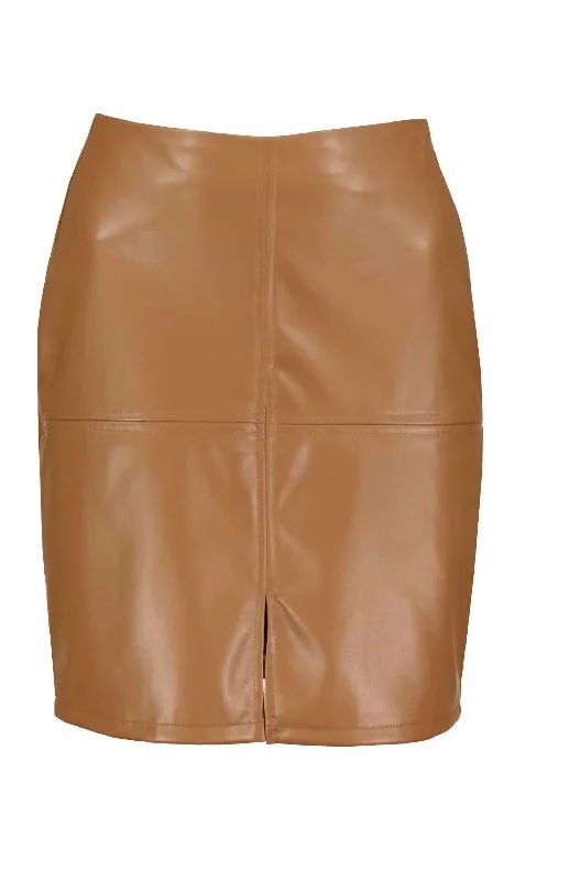 Exclusive Online Sale Vegan Leather Skirt In Latte