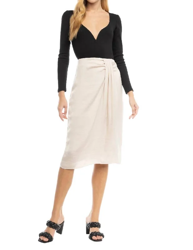 Free Spirited Fashion Waterfall Midi Skirt In Papyrus
