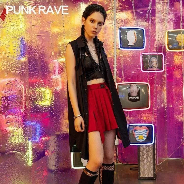 Casual Chic Women's Buckle Blet Letters Mini Pleated Skirts