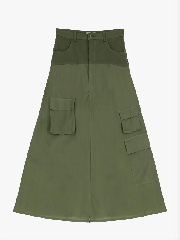 Women Fashion Women's Cargo Maxi Skirt In Military