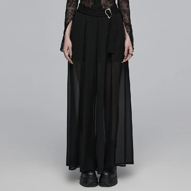 Trendy Women's Wear Women's Gothic Buckle Double-layered Draped Skirt