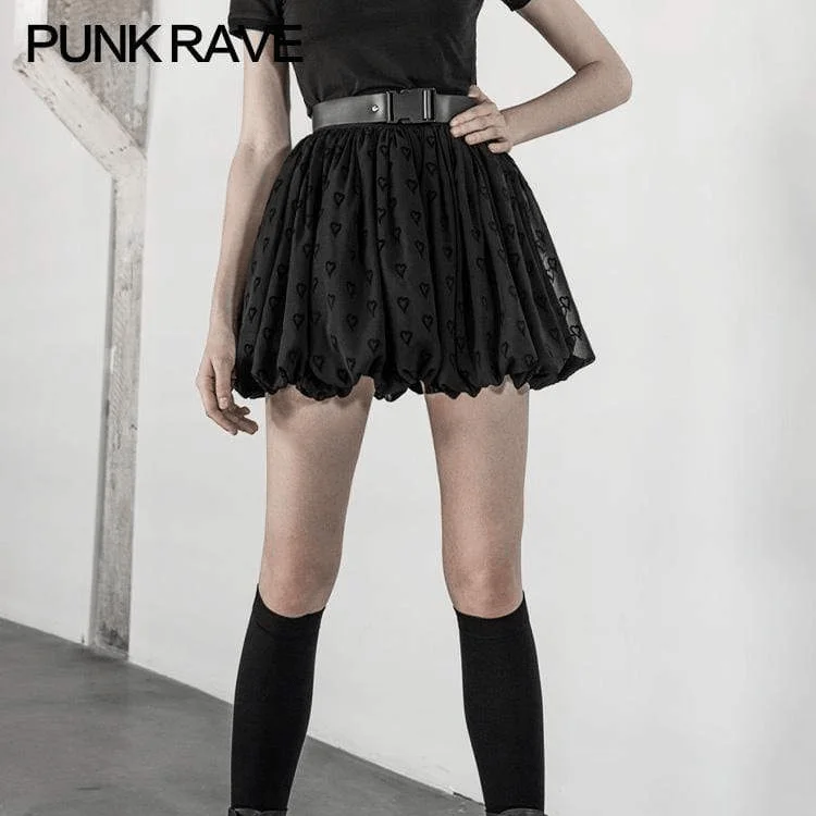 Festival Fashion Women's Gothic Buckle Heart Jacquard Bubble Skirts