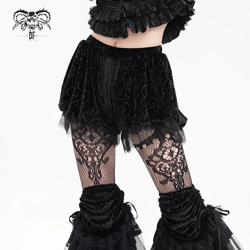 Stylish Women's Garments For Holidays Women's Gothic Cloud Velvet Mesh Shorts