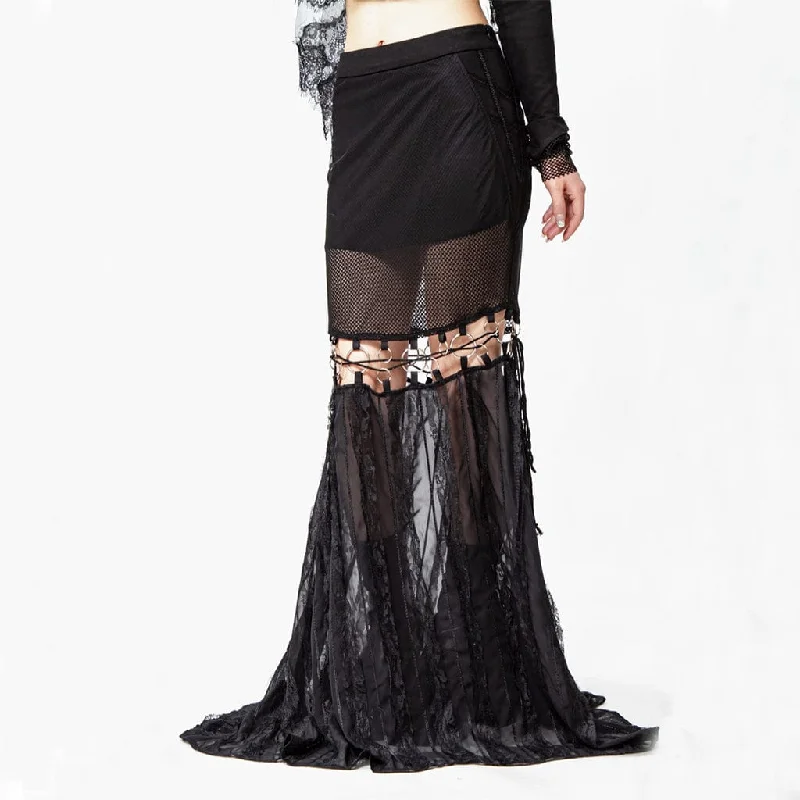 Women's Clothes And Apparel Women's Gothic Cutout Splice Long Skirt