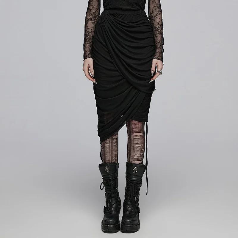 Trendy Street Style Clothing Women's Gothic Drawstring Layered Skirt
