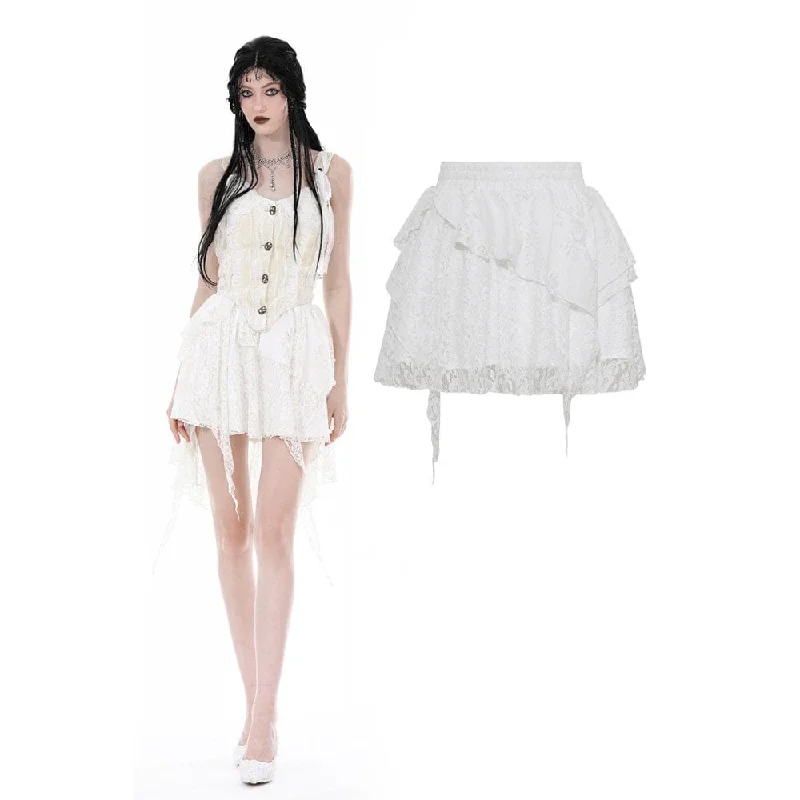 Boutique Styles Women's Gothic Irregular Lace Splice Layered Skirt