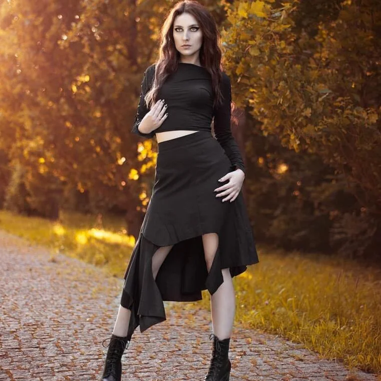 City Fashion Women's Gothic Solid Asymmetric Hem Skirts