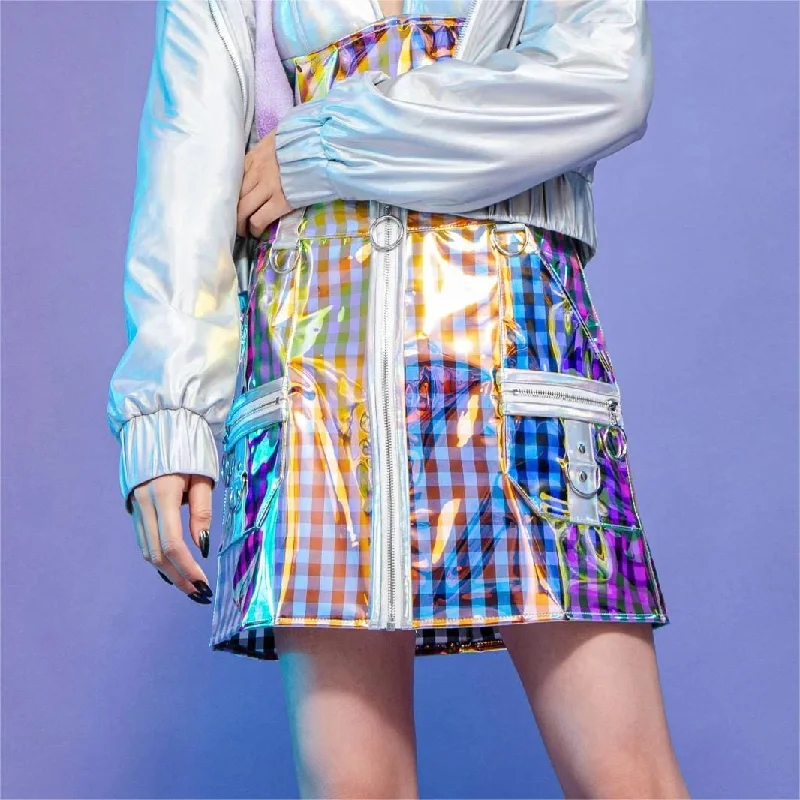 Women's High-Fashion Apparel Women's Grunge Contrast  Color Plaid Short Skirt