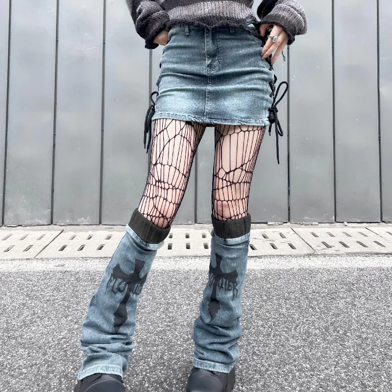 Women's Clothing Boutique Women's Grunge Lace-up Skirt with Spats and Belt