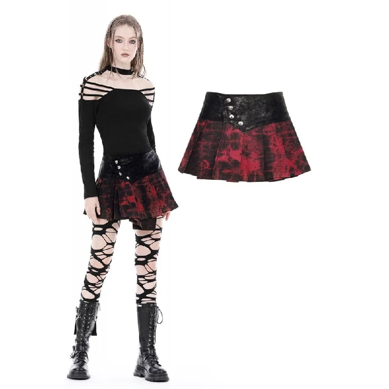 Classic Women's Fashion Women's Grunge Tie-dyed Splice Pleated Skirt