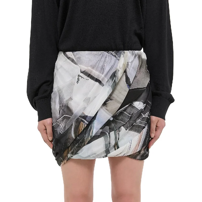 Luxury Fashion Womens Lambskin Leather Belted Pleated Skirt