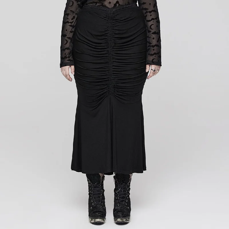 Clearance Sale Women's Plus Size Gothic Ruched Fishtail Skirt