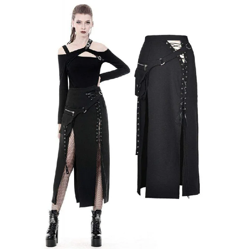 Hot Trends Women's Punk Sexy Slit Irregular Long Skirts