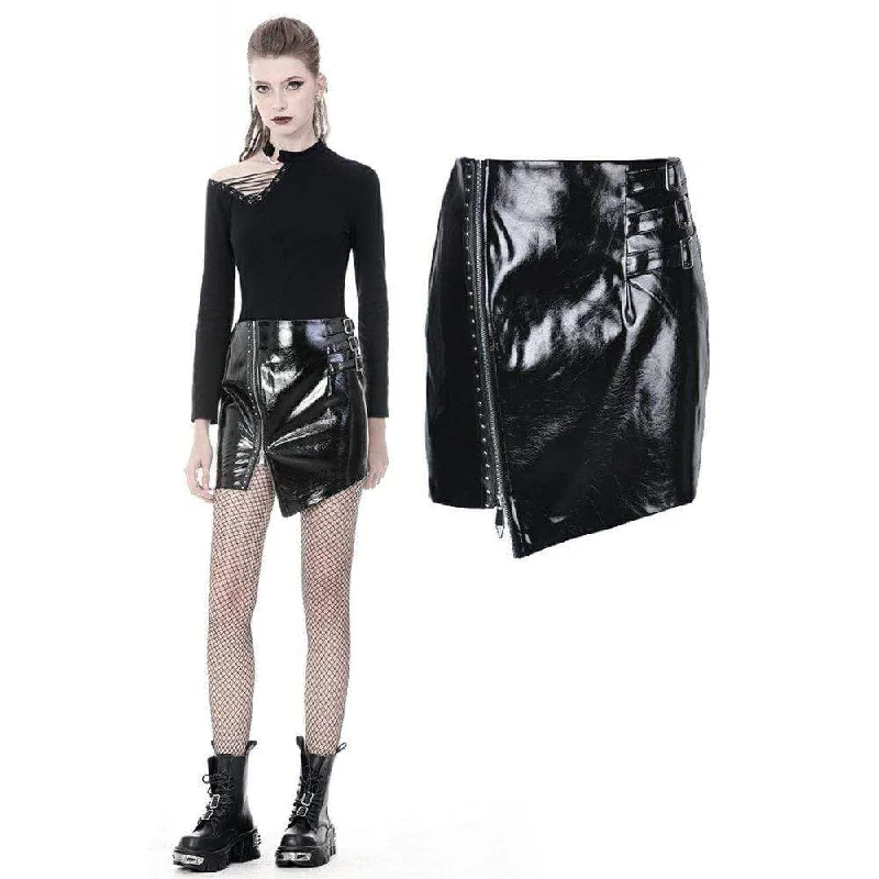Latest Fashion Women's Punk Shining Irregular PU Short Butt-hugging Skirts