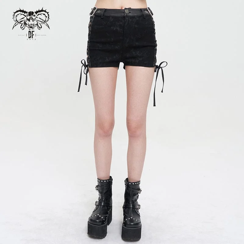 Versatile Women's Fashion Women's Punk Strappy Tie-dyed Buckle Shorts