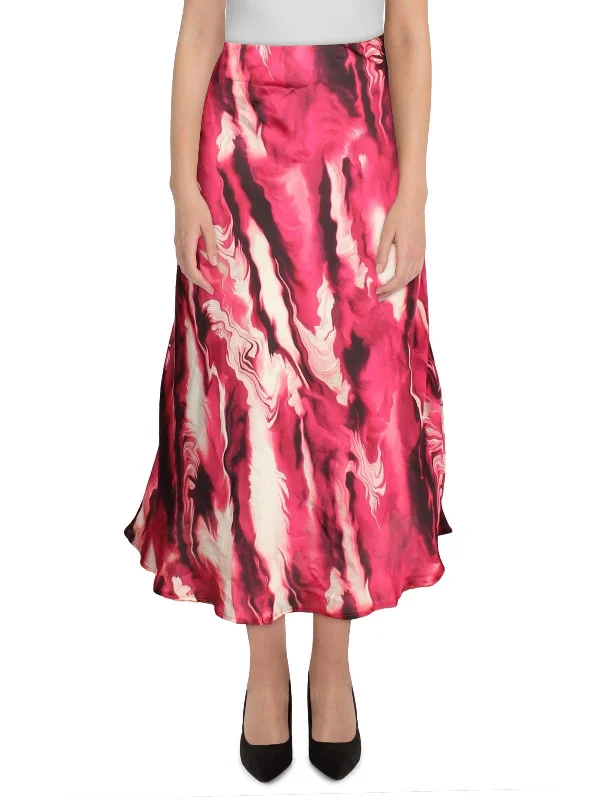 Exclusive Women's Fashion Collection Womens Satin Printed Midi Skirt