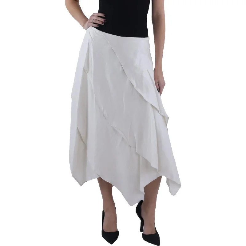 Seasonal Sale Womens Tiered Mid Calf Asymmetrical Skirt