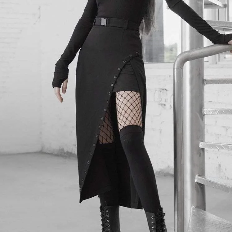 Women's Chic Apparel Women's Two-pieces Eyelets Slit Long Skirts