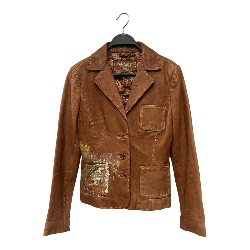 Online Boutiques Clothing Raw/Leather Jkt/XS/Leather/ORN/