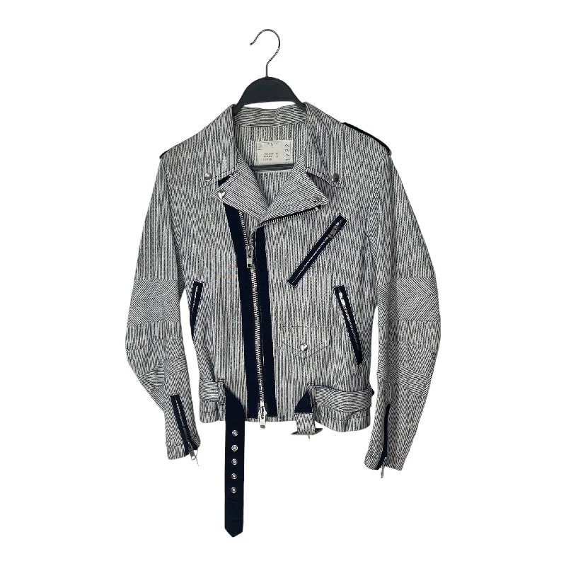 Women's Romantic Outfit Sacai/Riders Jkt (W)/1/Stripe/Cotton/WHT/