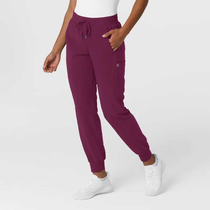 Vibrant Femme Fashion Aero Remix Women's Cargo Jogger Scrub Pant - Wine