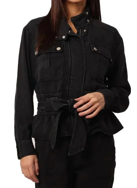 Women's Clothing Sale Austin Belted Jacket In Black Denim