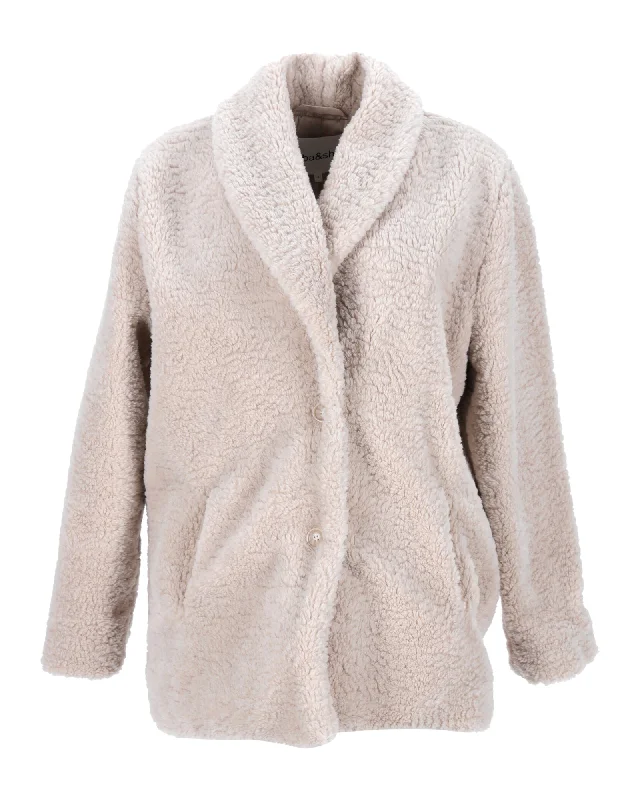 Women's Clothing Sale Ba&Sh Welli Faux Shearling Coat In Ecru Polyester