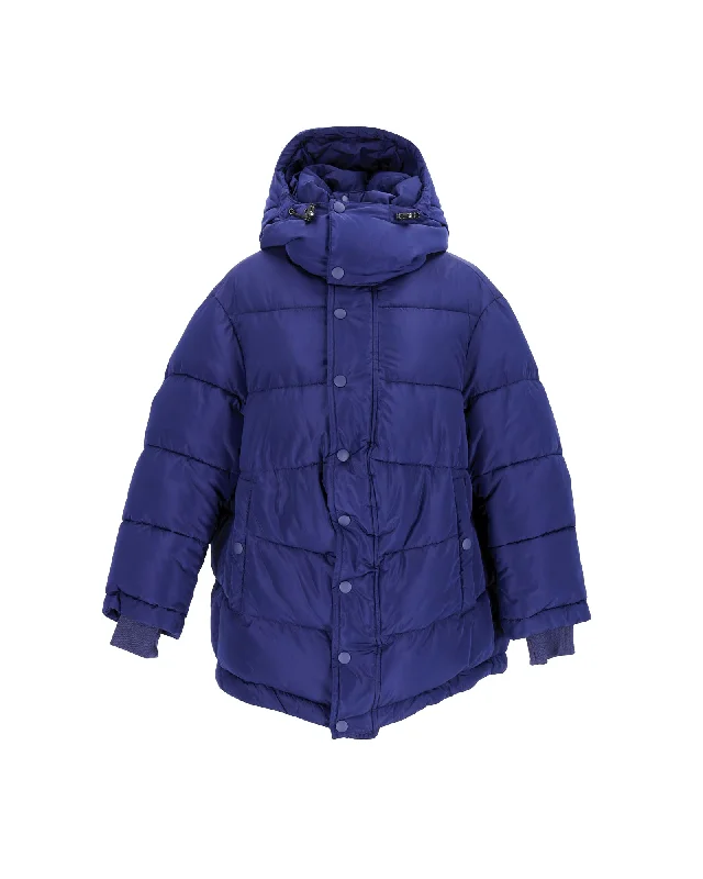 Winter Wardrobe Clearance Balenciaga New Swing Puffer Jacket In Blue Polyester