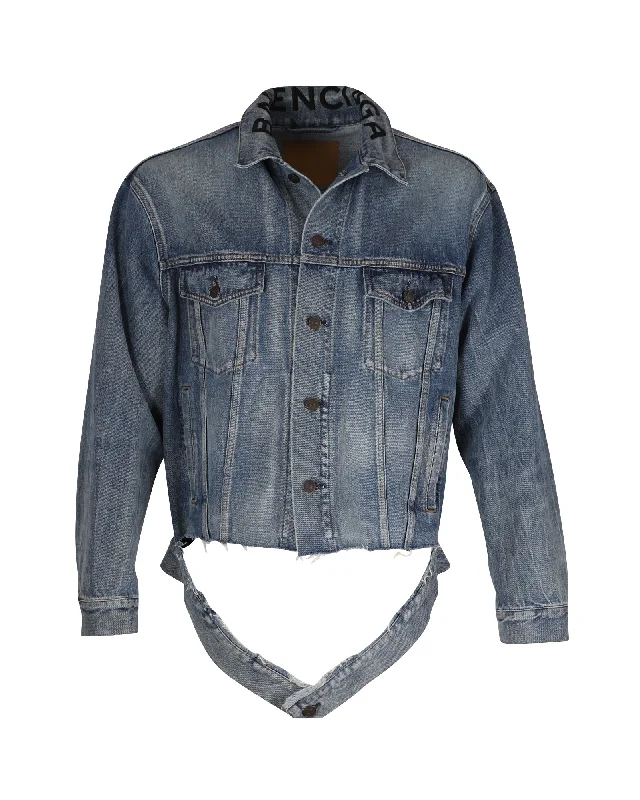 Casual Clothes For Women Balenciaga Raw Cut Hem Denim Jacket in Blue Cotton