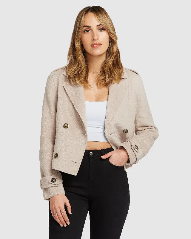 Affordable Women's Outfit Better Off Military Peacoat - Sand