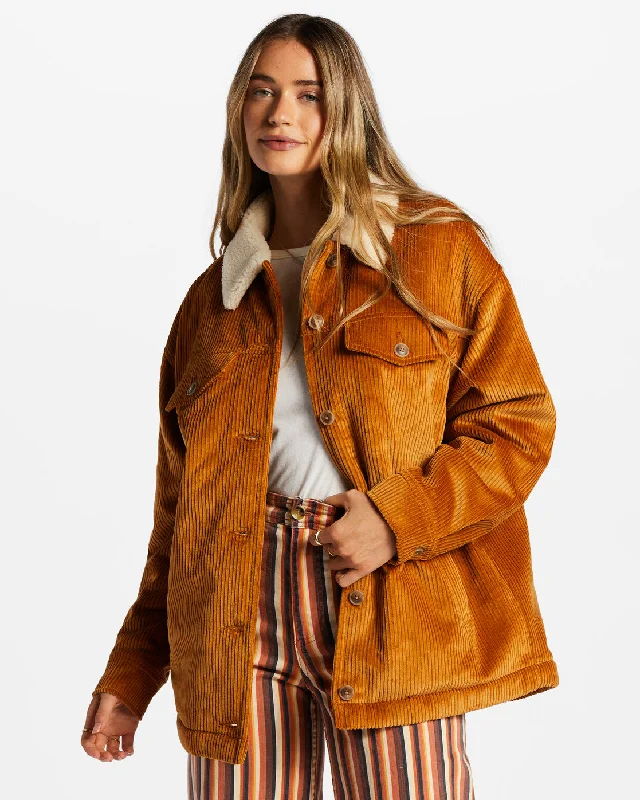 Women's Casual Outfit Cold Day Trucker Jacket - Cider