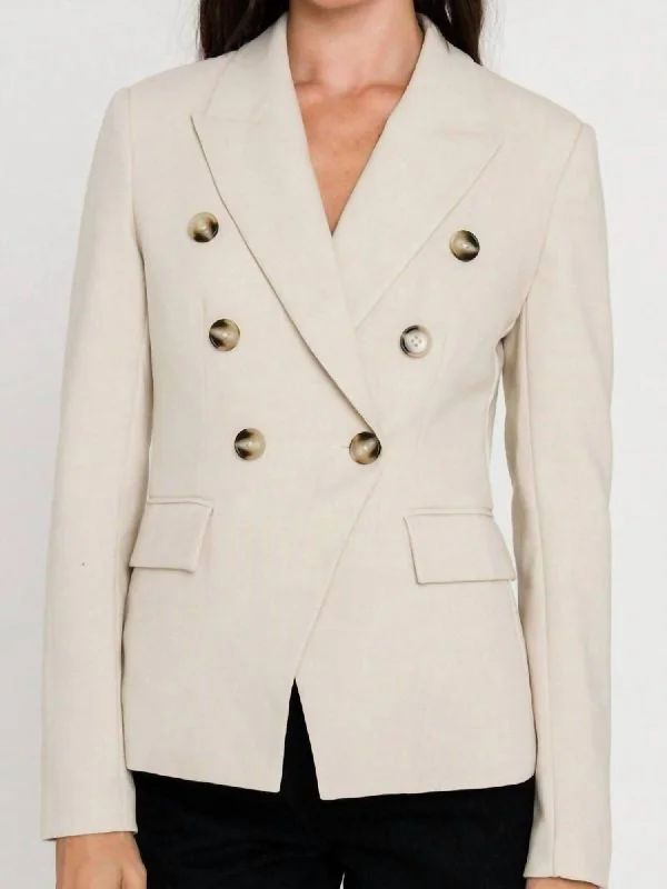 Eclectic Fashion Double Breasted Blazer In Beige