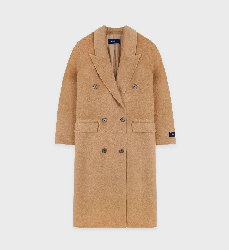 Women's Outerwear Apparel Double Faced DB Cashmere Coat - Camel
