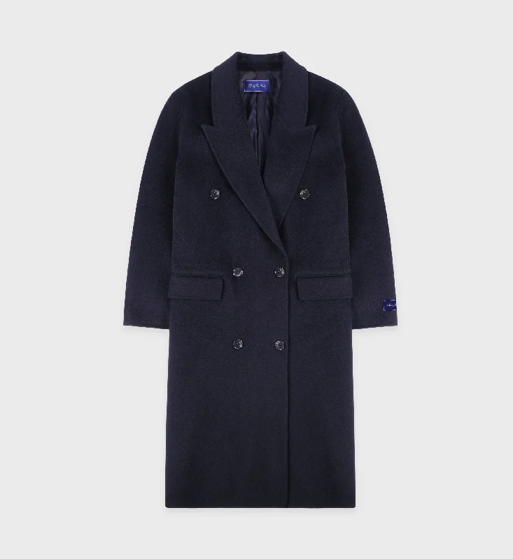 Women's Workout Garments Double Faced DB Cashmere Coat - Navy