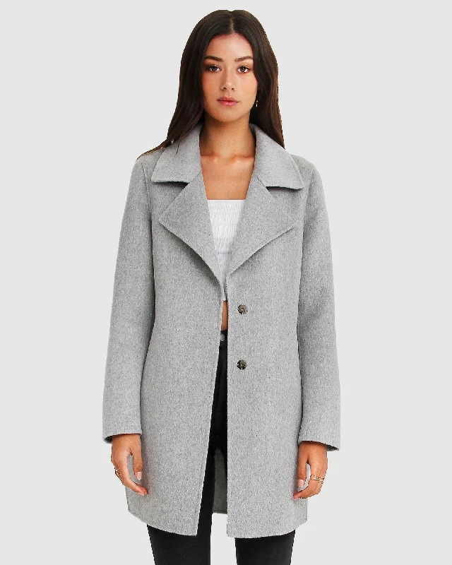 Designer Women's Fashion Online Ex-Boyfriend  Wool Blend Oversized Jacket - Grey Marle