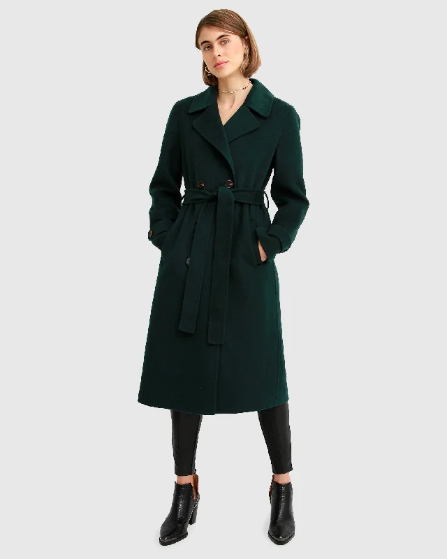 Chic Women's Outfit Front Runner Belted Coat - Dark Green