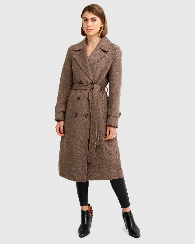 Fashionable Dresses for Women Front Runner Belted Coat - Walnut