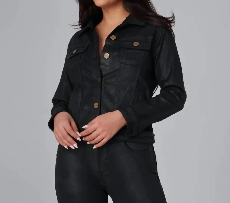 Women's Evening Apparel Gabriella Black Classic Jacket In Coated Black