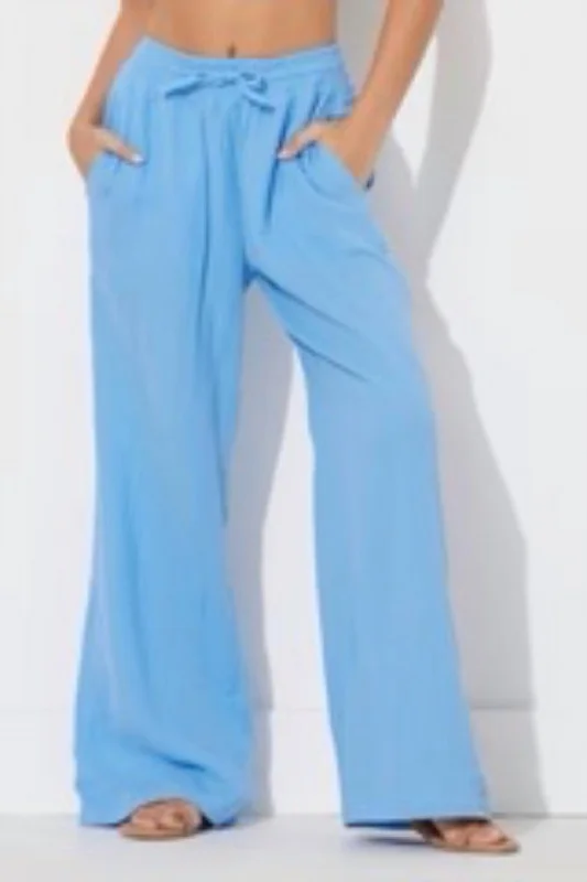 Exclusive Sale Gauze Wide Leg Pant In Blue