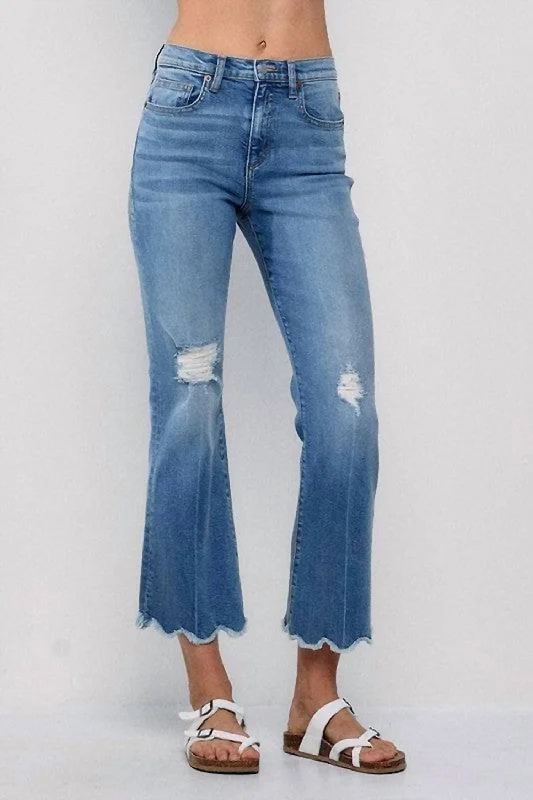 Women's Trendy Attire High Rise Comfort Stretch Cropped Flare Jeans In Medium Light