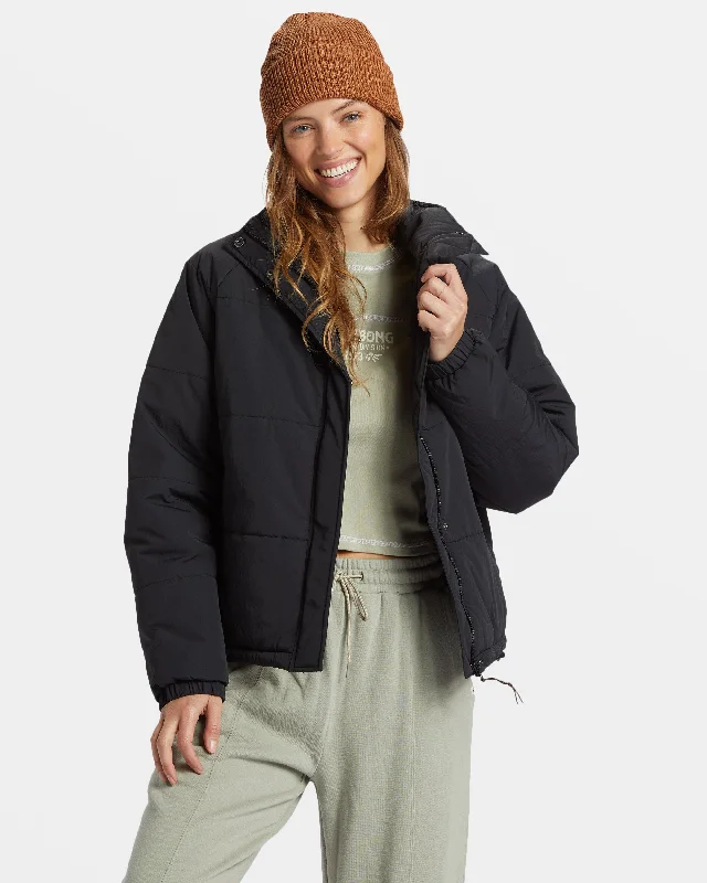Women's Transitional Outfit High Route Puffer Jacket - Black