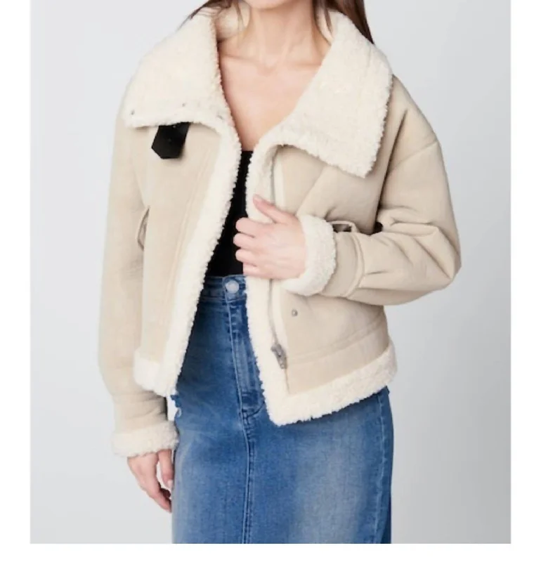 Trendy Women's Wear Inside Story Sherpa Jacket In Stone