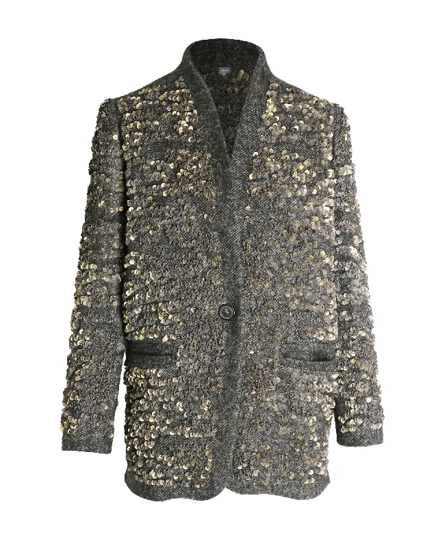 Online Boutique Clothing Isabel Marant Sequined Jacket in Green Wool